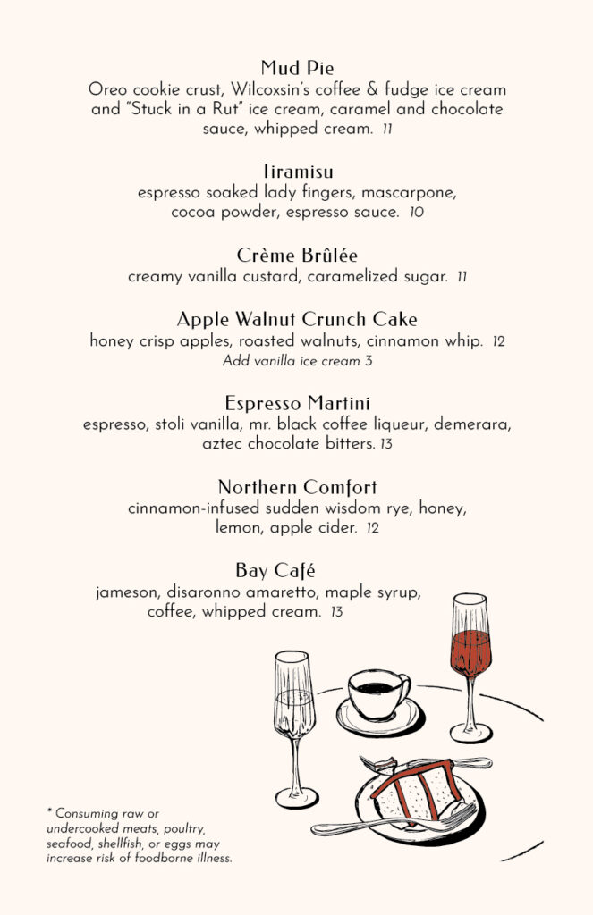 The Bay Bar & Grille Dessert Menu
